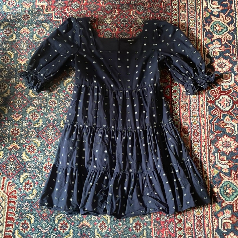 Madewell Square-Neck Puff-Sleeve Babydoll Dress
